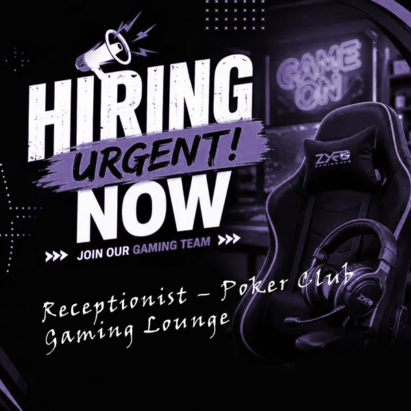 Receptionist – Poker Club / Gaming Lounge